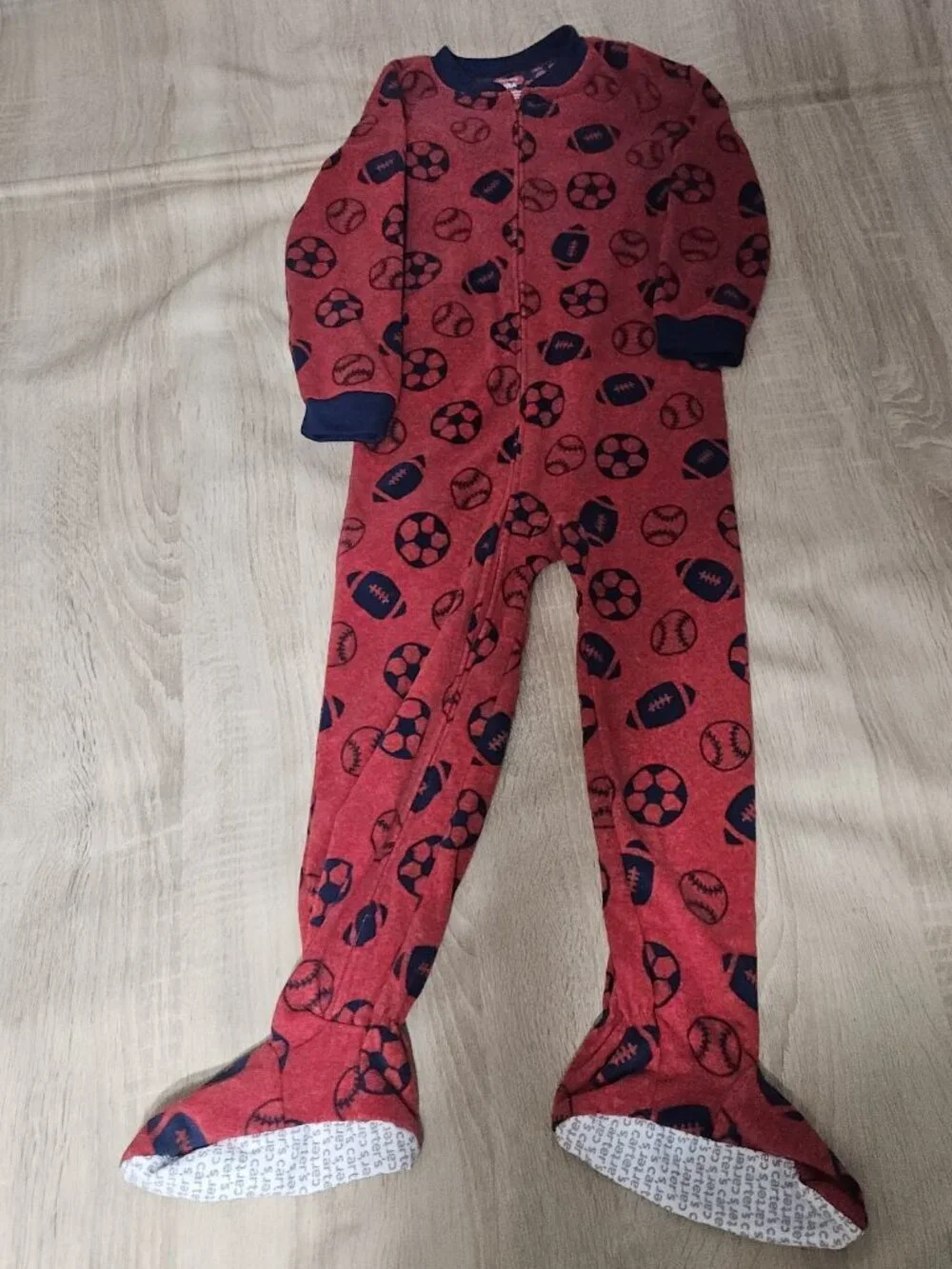 Boys Size 5 / 6 Pjs Pajamas Fleece Footed Carters Sports Dinosaurs